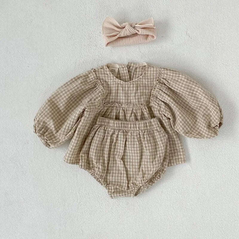 Gingham Blouse Set