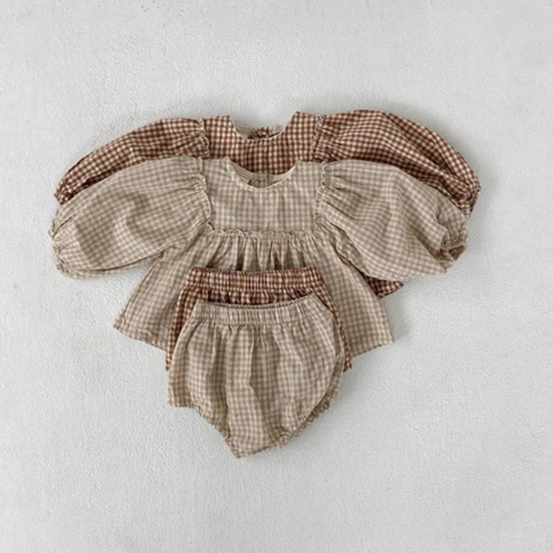 Gingham Blouse Set