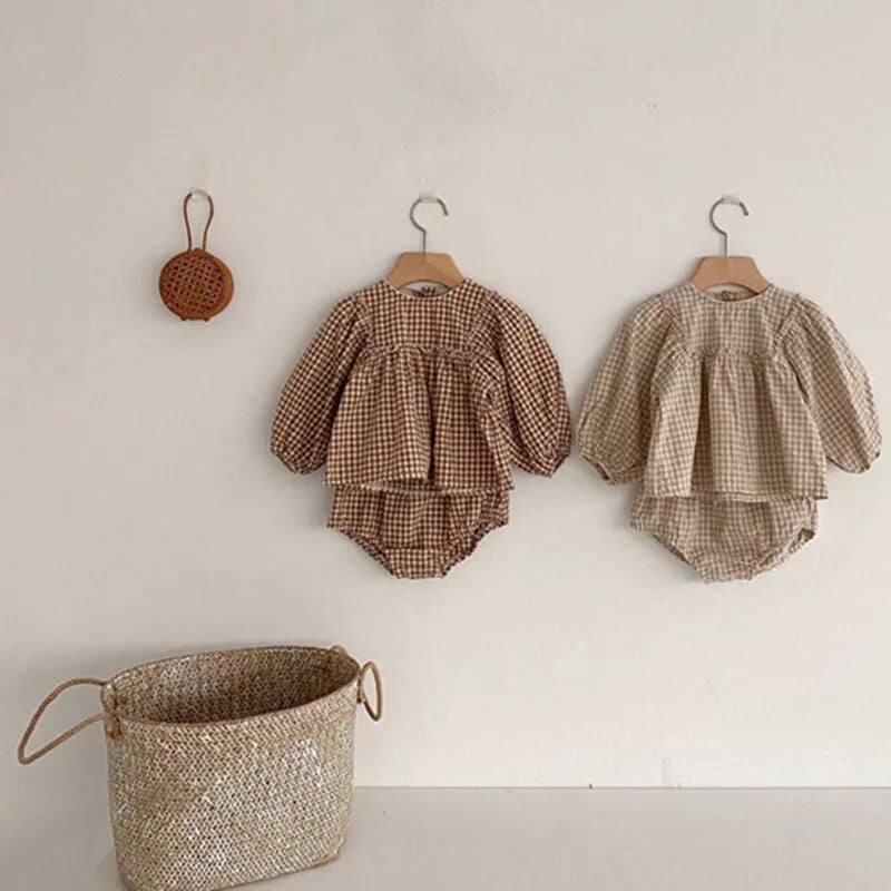 Gingham Blouse Set