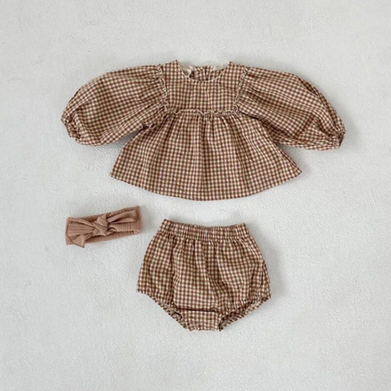 Gingham Blouse Set