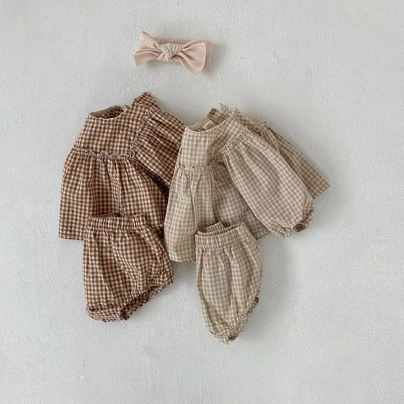 Gingham Blouse Set