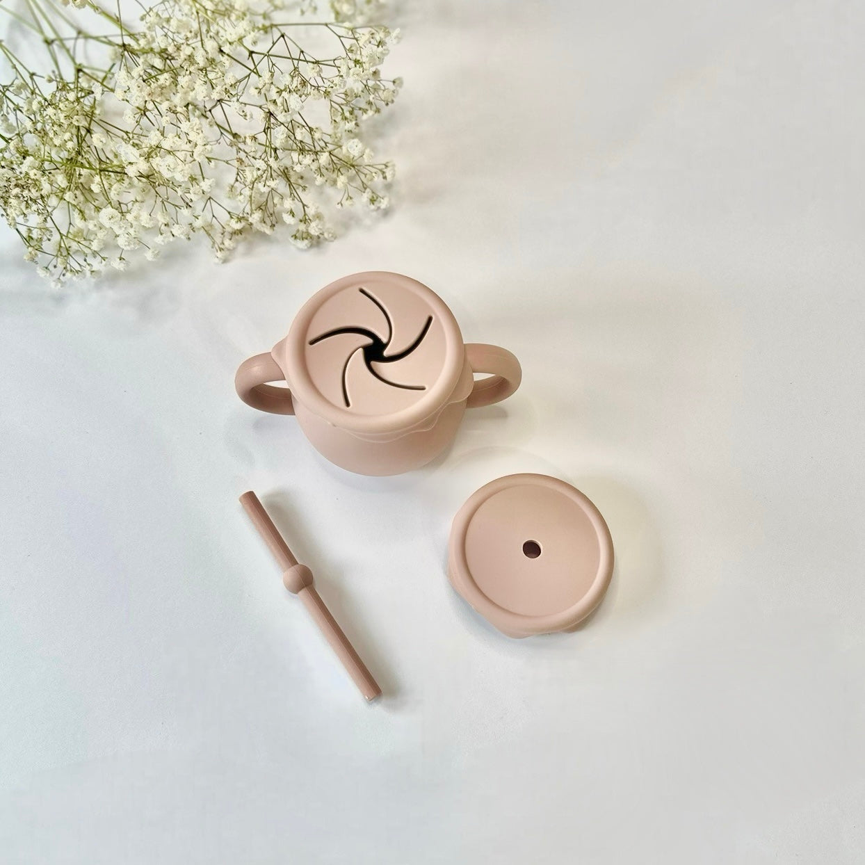 Baby Pink Honey Silicone Duo Snack/Drink Cup