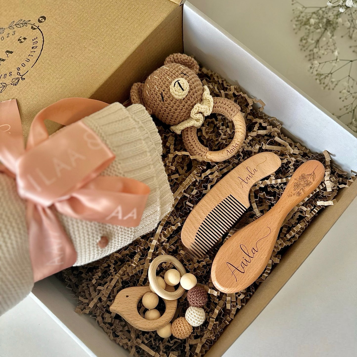 Teddy Bear Crotchet Rattle | Wooden