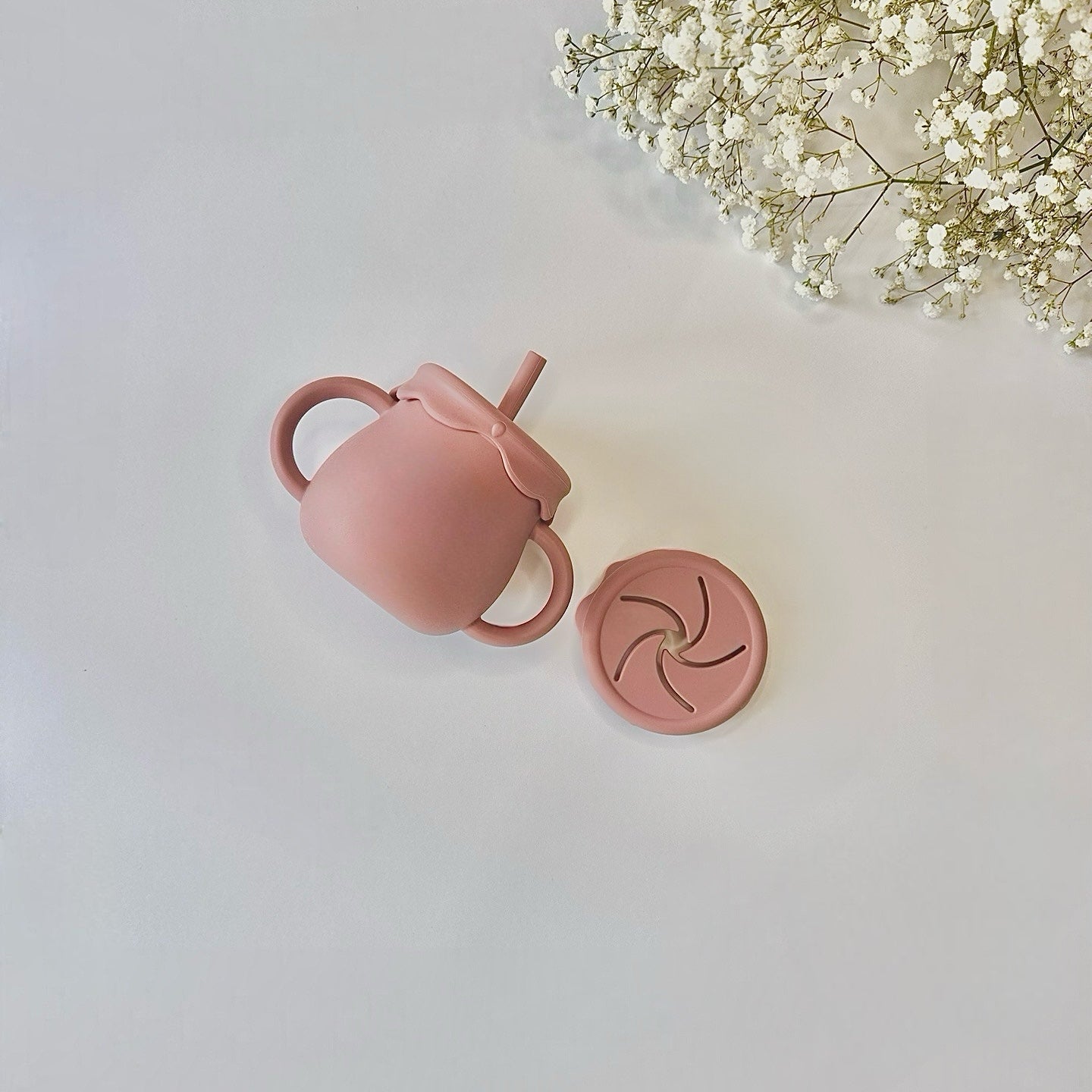 Blush Pink Honey Silicone Duo Snack/Drink Cup