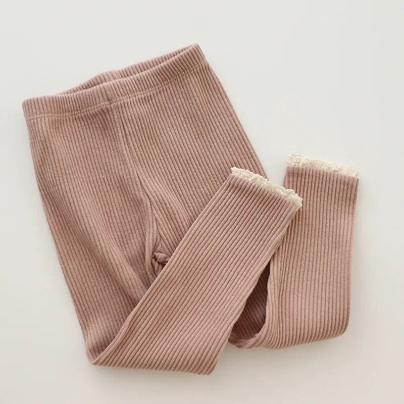 Ribbed Knitted Lace Leggings