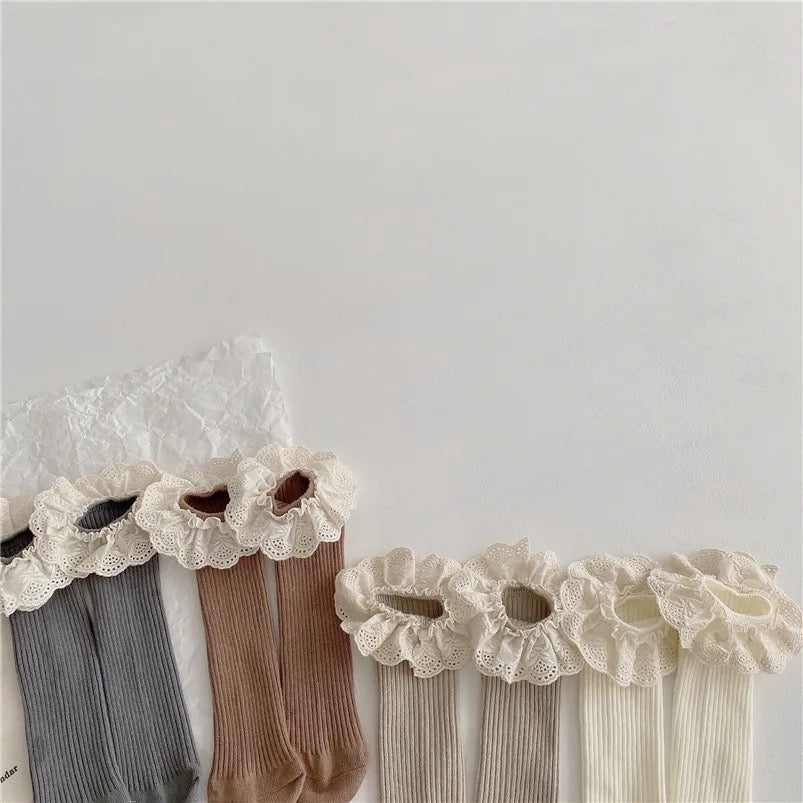 Grey Vintage Frill Socks
