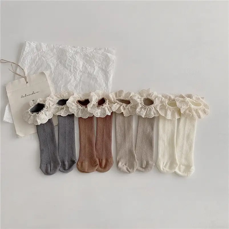Grey Vintage Frill Socks