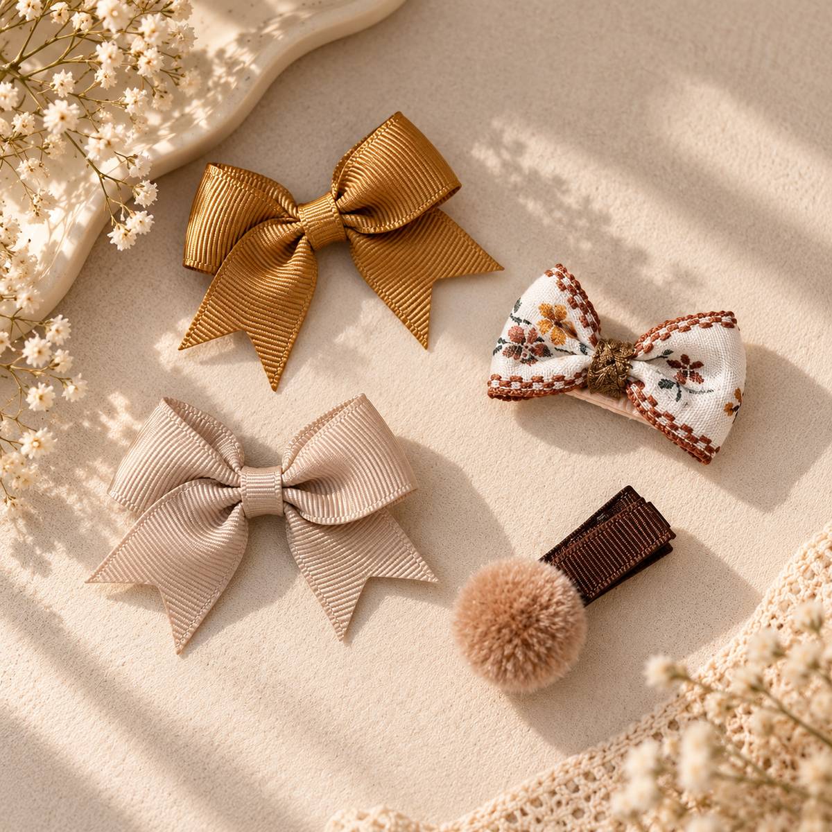 Bow Hair Clip | Beige