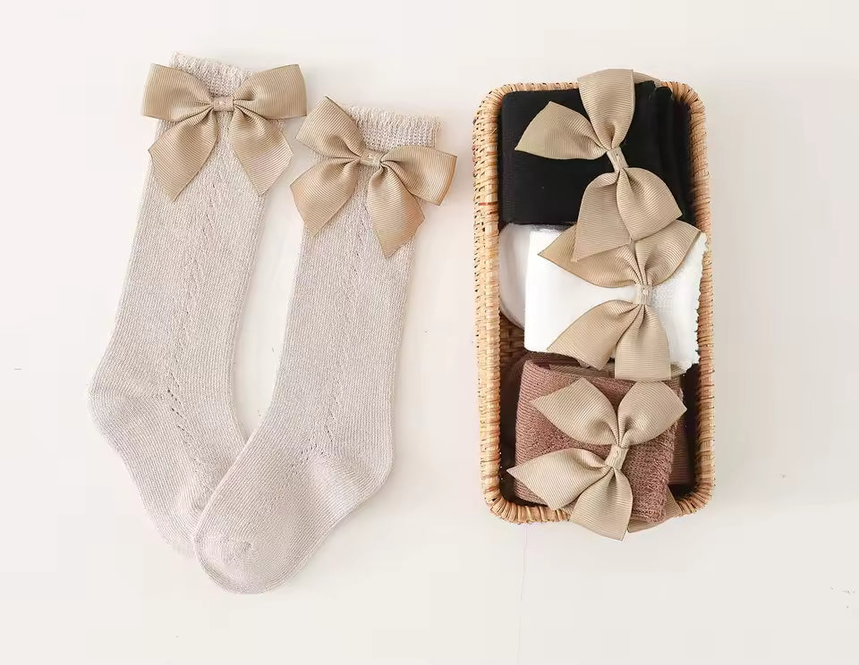 Beige Socks with Bow