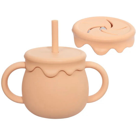 Peach Honey Silicone Duo Snack/Drink Cup