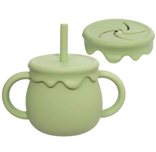 Pastel Green Honey Silicone Duo Snack/Drink Cup