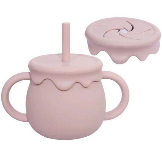 Baby Pink Honey Silicone Duo Snack/Drink Cup