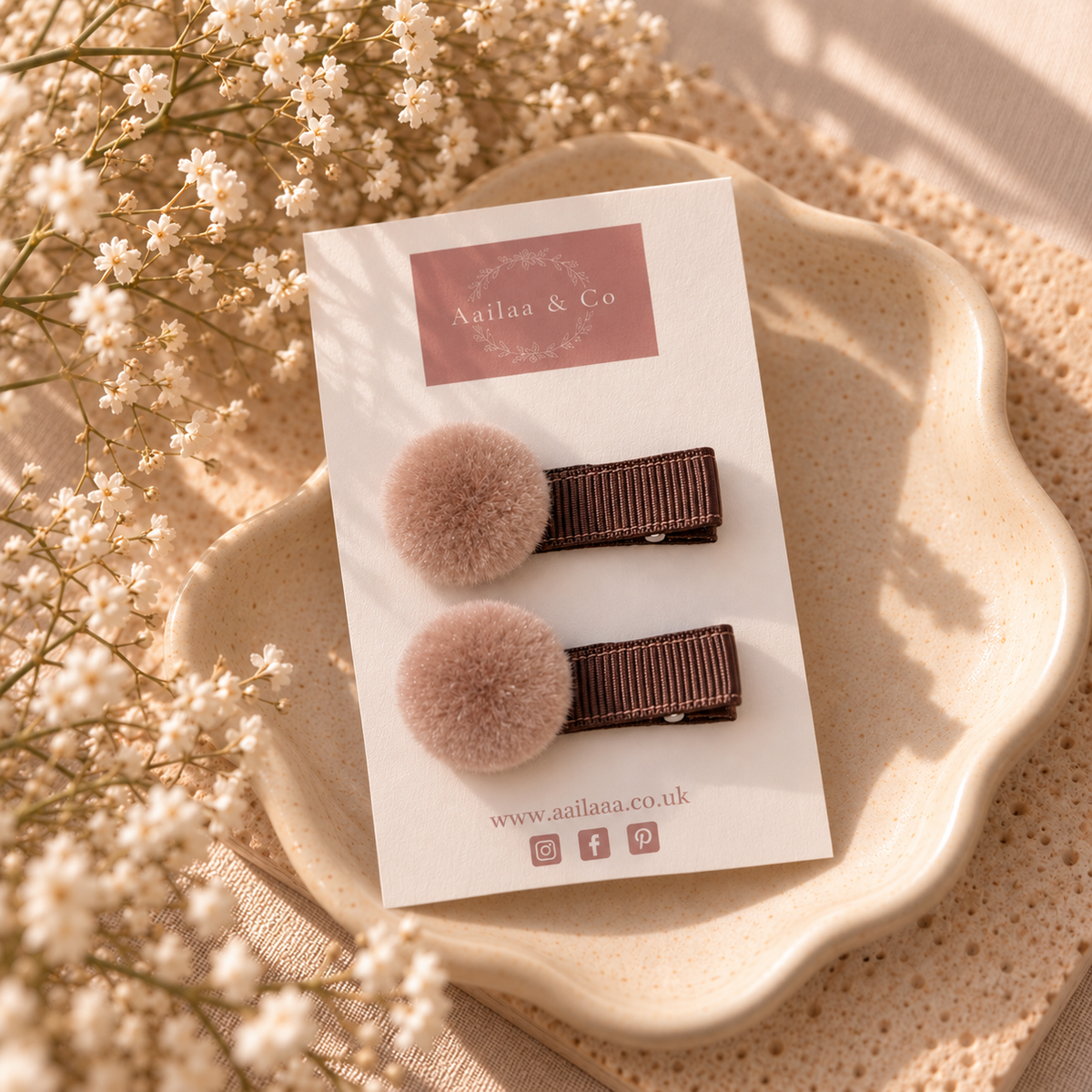 Pom Pom Hair Clip | Chocolate