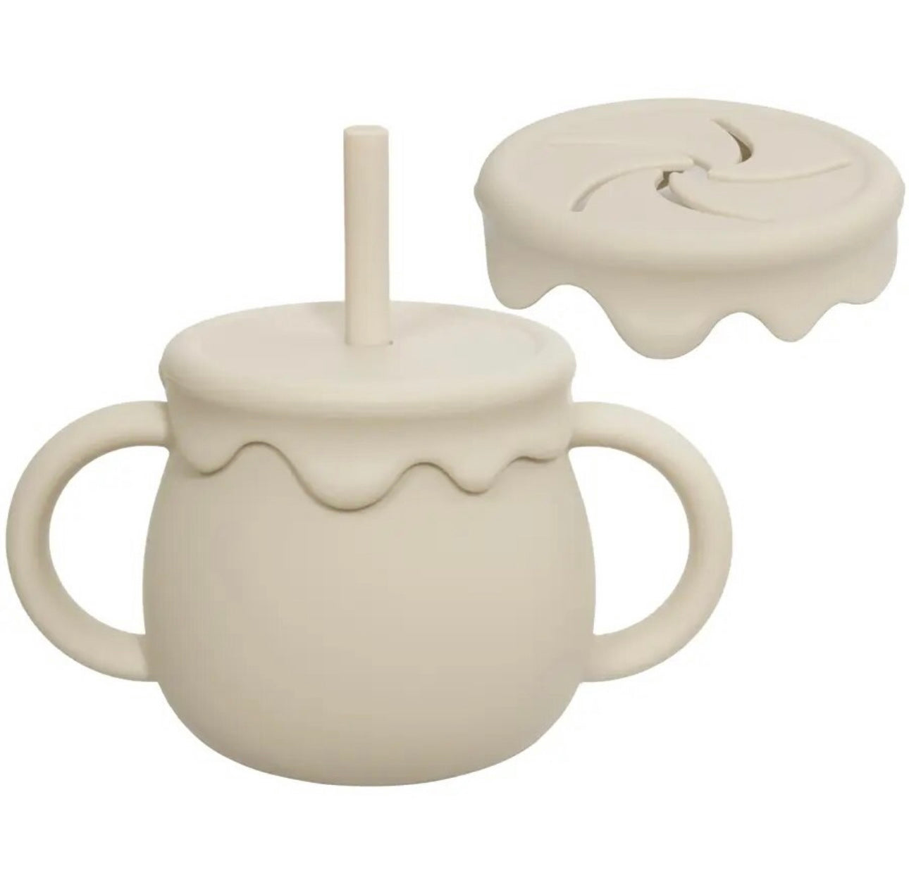 Cream Honey Silicone Duo Snack/Drink Cup