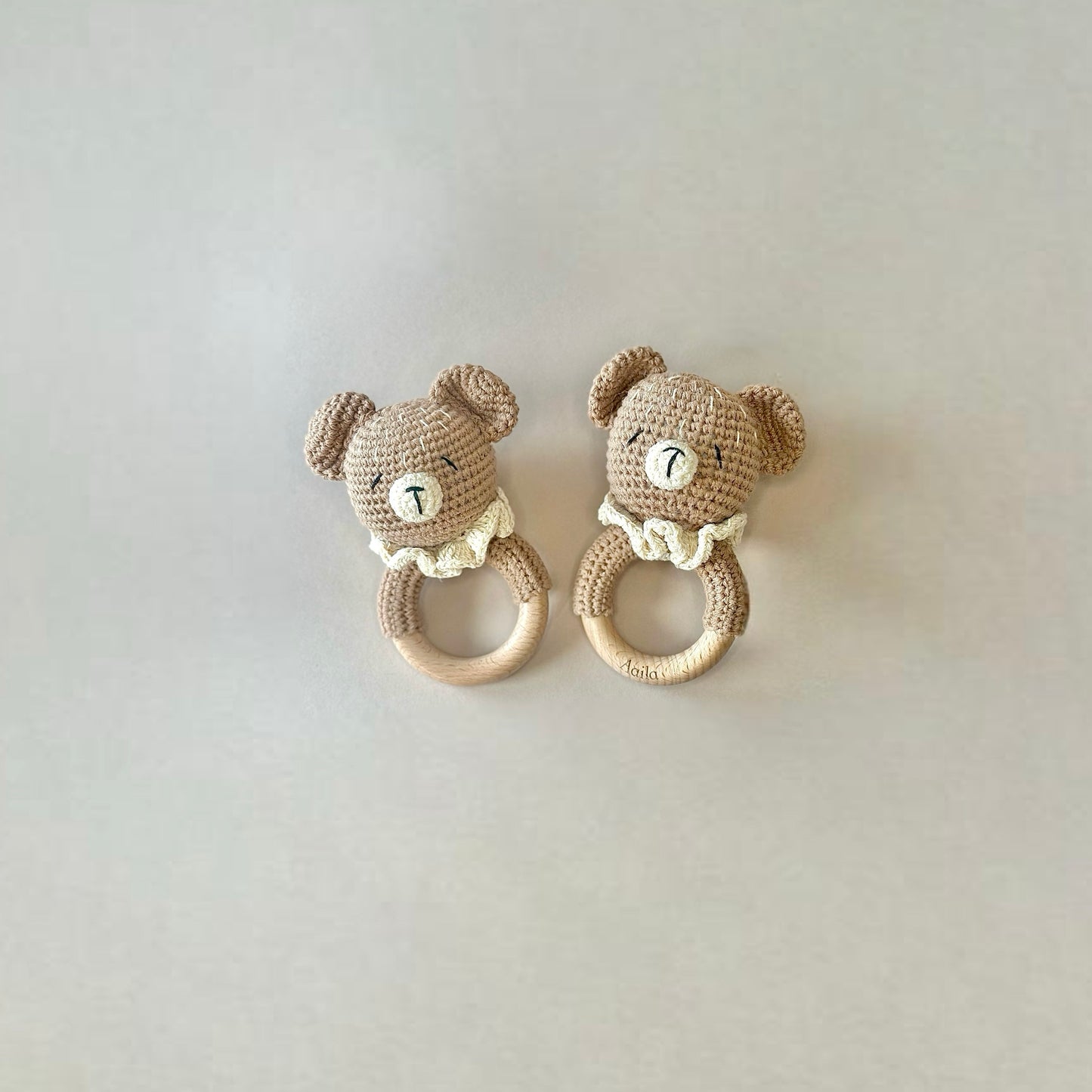 Teddy Bear Crotchet Rattle | Wooden