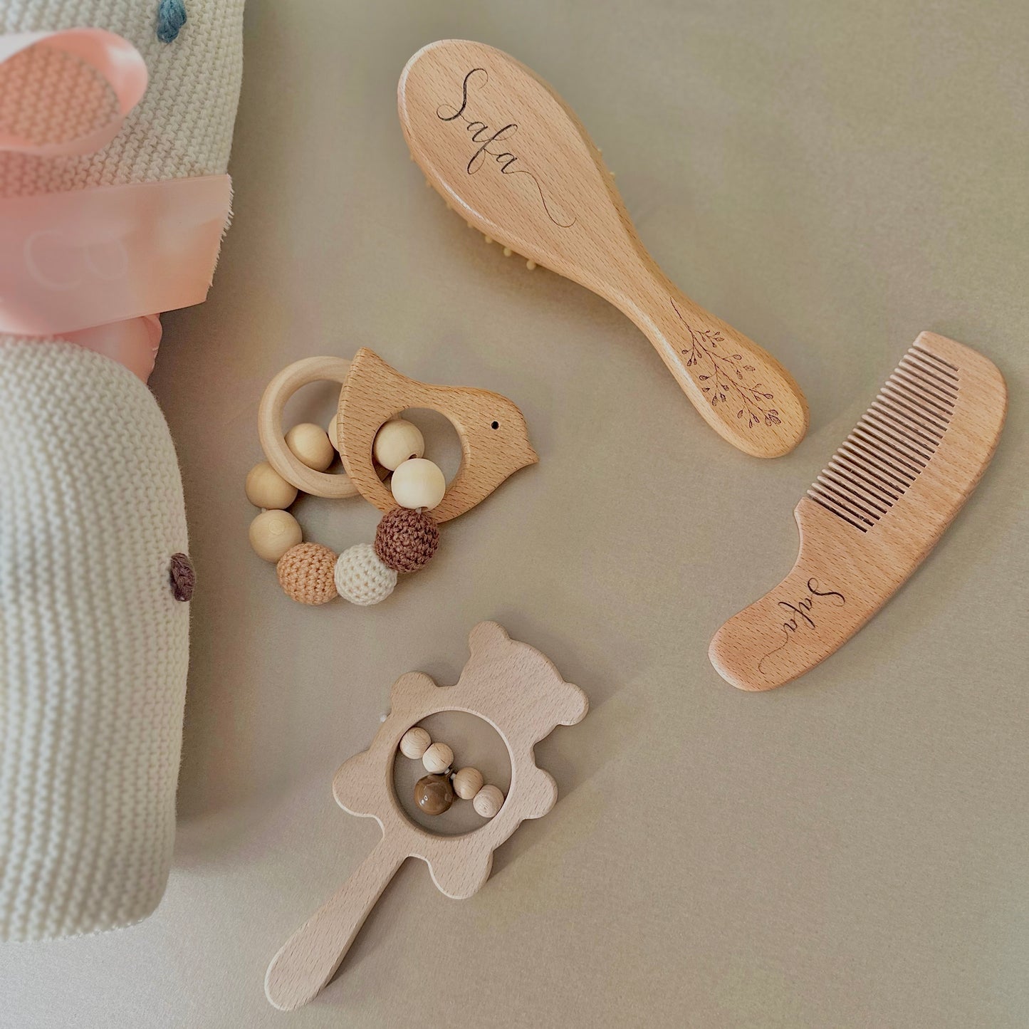Wooden Teddy Rattle