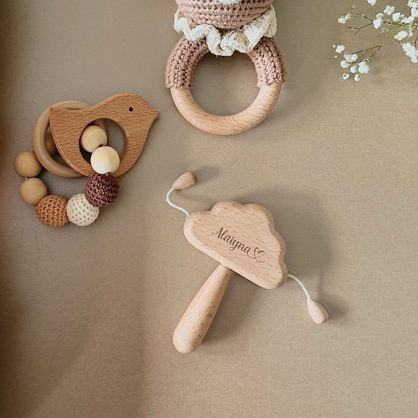 Wooden Cloud Rattle | Personalised