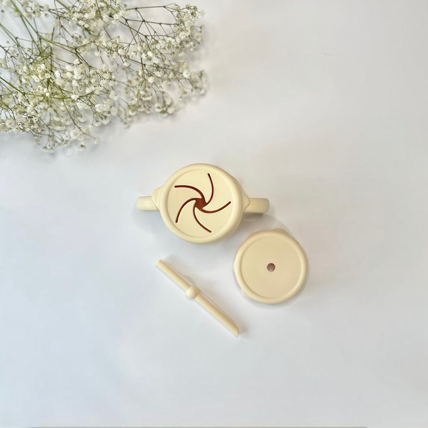 Cream Honey Silicone Duo Snack/Drink Cup