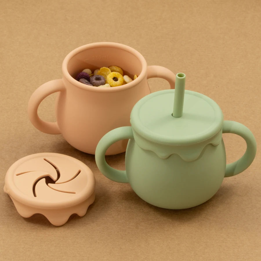 Cream Honey Silicone Duo Snack/Drink Cup