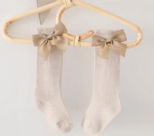 Beige Socks with Bow